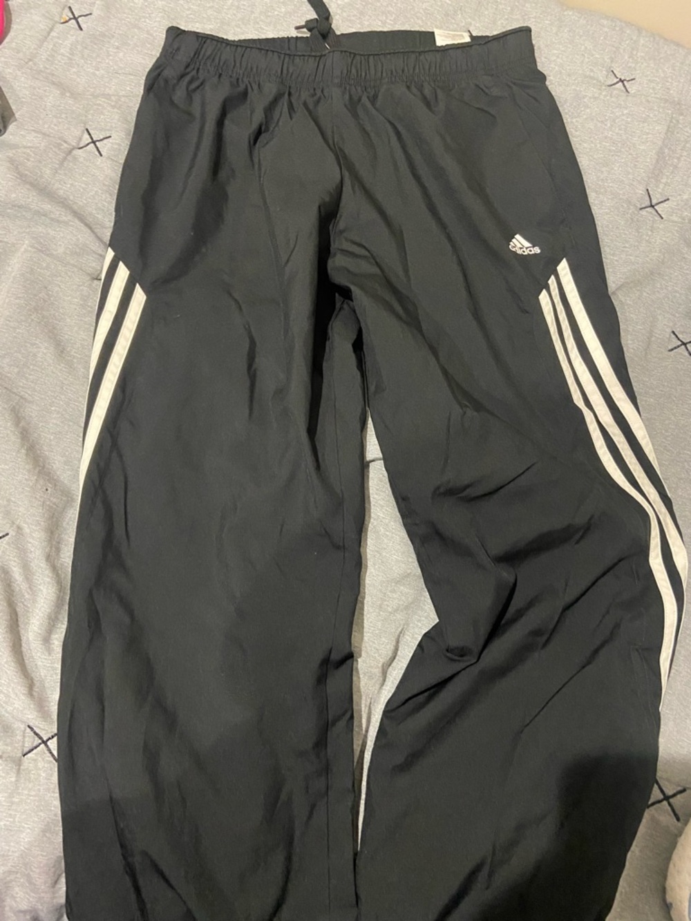 adidas Black Jogger Sweatpants with White Three-Stripe Detail